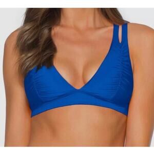 SoLuna Women's Blue Solid Clear Skies Halter Bikini Top Swimwear Size Medium NWT